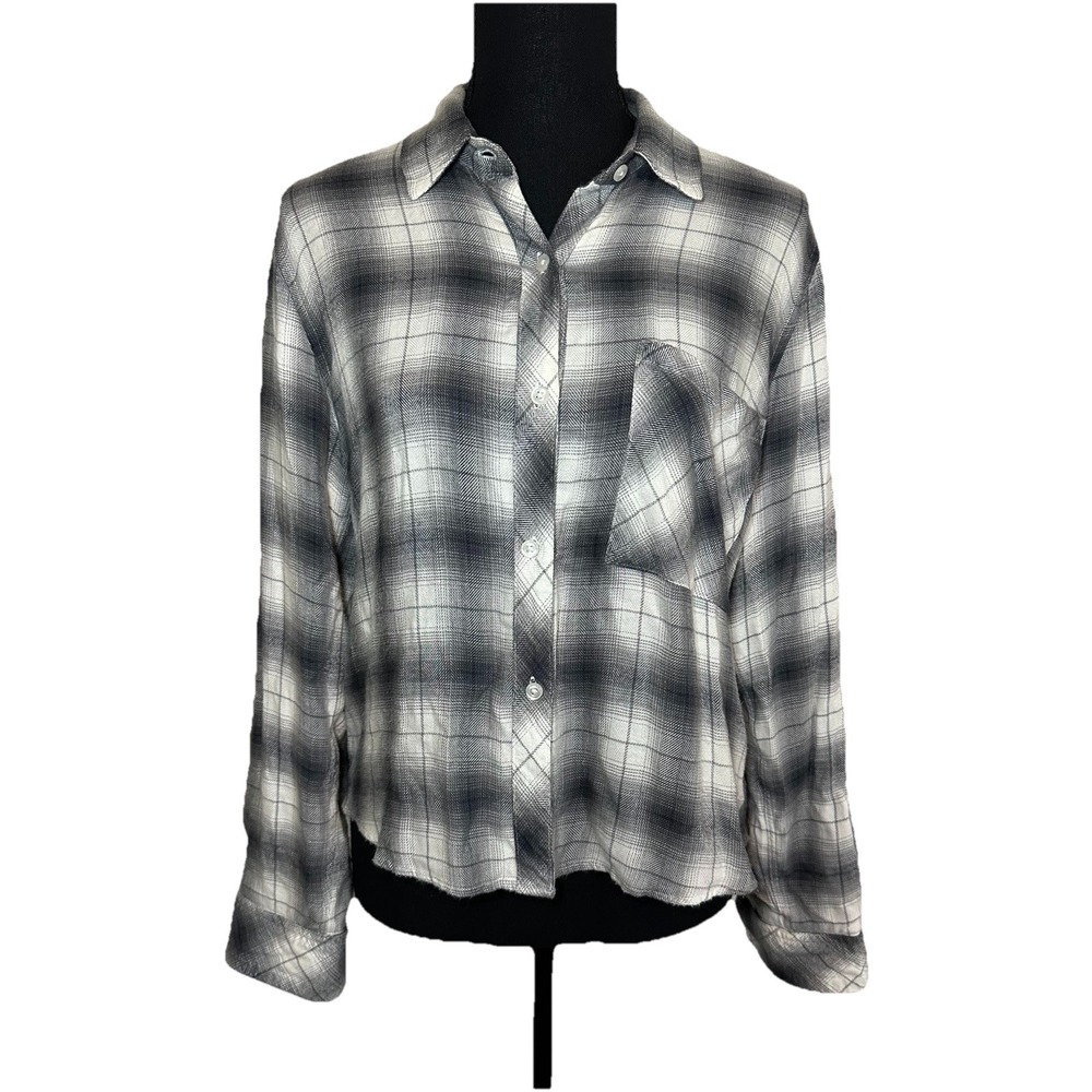 RAILS Women's‎ Dylan Smoke Ivory Shadow Flannel Button Down Shirt SMALL